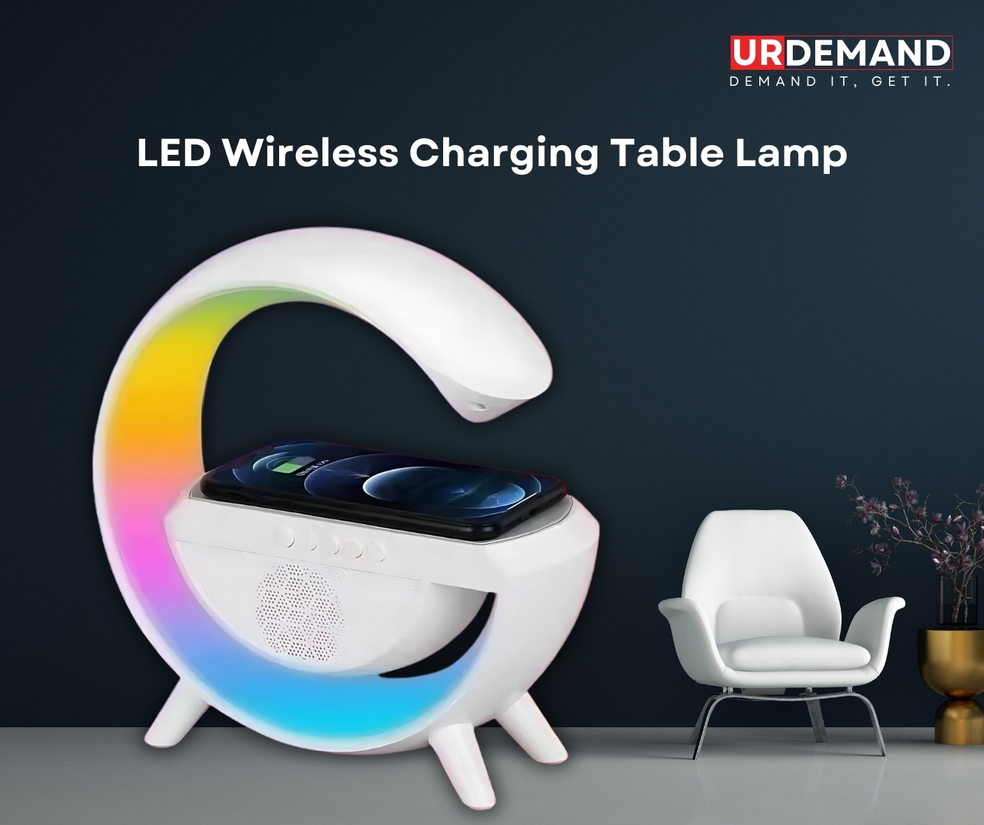 1 BT 3401 LED Light Wireless Charging Bluetooth Speaker Table Lamp - Image 1